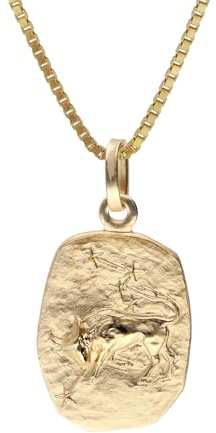 trendor Stier Sternzeichen Gold 333 / 8K mit vergoldeter Silberkette | klassischer Tierkreiszeichen Anhänger für Damen oder Herren, zeitloser Halsschmuck