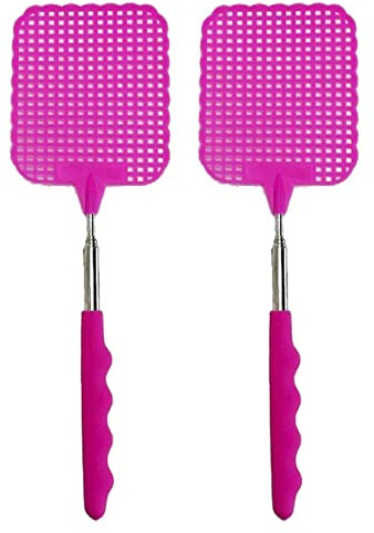 VENEKA 2X Fliegenklatsche Fliegenklatsche Fliegenklatsche Teleskop 73cm Pink
