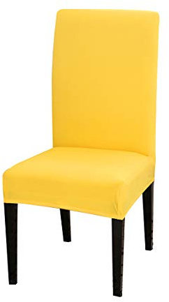 Meigeh Fundas para Sillas de Comedor Fundas para Sillas de Cocina Fundas para Sillas Ajustables con Reposabrazos Cubre Silla de Cocina 4 Piezas Amarillo Dulce