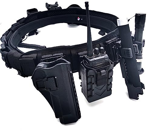 ACEXIER Taktische multifunktionale Sicherheitsgurte, Pistolenholster, Taschenlampe, 9 mm, Magazin, Handschellen, Tasche, Hängeschlitze (L(Length:110CM),P226)