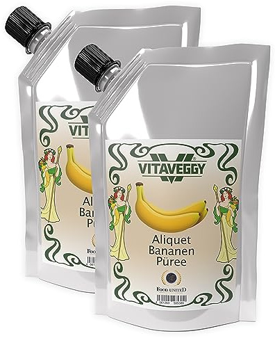 VITAVEGGY PÜREE BANANE 2x1kg Fruchtpüree aus gereiften Bananen von Food-United banana-puree für Bananen-Smoothie Bananensaft Bananenbrei Bananenmus Babybrei ohne Aroma- und Konservierungsmittel (2)