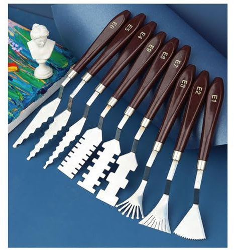 Primst 9 Pcs Palette Knives, Stainless Steel Flower Art Scraper Texture Knives Special-Shaped Art Palette Knives, Oil Painting Acrylic Paint Tool for Art Students