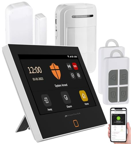 VisorTech Alarmanlage Haus: 5-teiliges WLAN-/4G-Alarmanlage-Set mit 2 Fernbedienungen & 2 Sensoren (Funk GSM, GSM WiFi, Handy)
