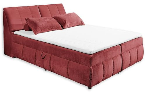VALENCIA 5 Boxbett 180x200 in Chianti - Bequemes Doppelbett mit Bettkasten & Kaltschaum Topper - 183 x 105 x 240 cm (B/H/T)