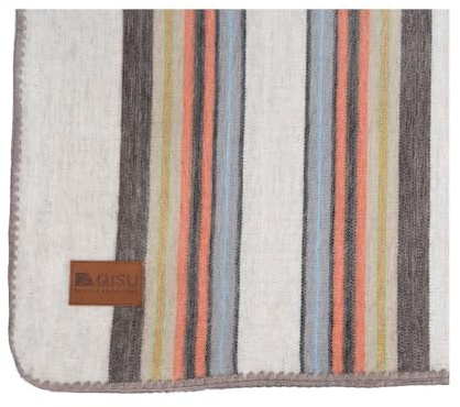 QISU Alpaka-Wolldecke, Überwurf, groß, schön, warm, bunt, 215,9 x 165,1 cm, ultraweich, hypoallergen und atmungsaktiv, Nicht juckender oder kratzender Stoff (entspannende Bräunen)