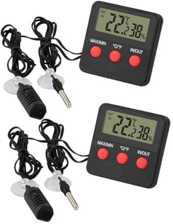 Housoutil Coffret 2 Sets thermomètre pour animaux de compagnie thermomètre digital hygromètre numérique numérique pour réservoir accessoires œufs à