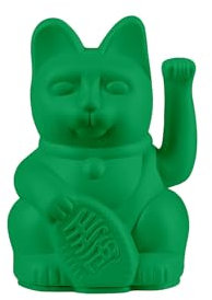 DONKEY Lucky Cat Mini Vivid Green - intensiv grüne Winkekatze, Maneki Neko, 9.8 cm groß