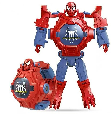 FEIFEI'S BOW Reloj de superhéroe Robert con 24 Figuras de héroe de Dibujos Animados de superproyección Princesa, Reloj electrónico para niños y niñas, proyector 3D (Spiderman)