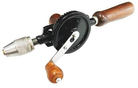 Unibos | Double Pinion Design 1/4 Powerful & Speedy Manual Hand Drill Wooden Handle for Woodworking (Metal)