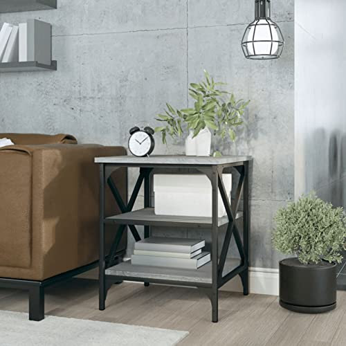 LAPOOH Beistelltisch, Kleiner Tisch, Sofatisch, Side Table, Laptop Tisch, Pflanzenhocker, Druckertisch, Telefontisch, Sofa Table, Tabletttisch, Grau Sonoma 40x42x50 cm Holzwerkstoff
