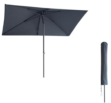 KOPU® Leon Sonnenschirm Rechteckig 150x250 cm - Balkonschirm mit Hülle - Grau