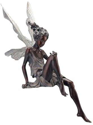 Tanxemery Sitzende Fee Figur Gartendeko Ornament Sitzen Magische Fee Gartenstatuen, Sitzende Elfen Gartenfiguren, Harz Handwerk Landschaftsbau Hof Dekoration Garten Statue Elf Statue Figur Für Tisch,