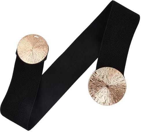 Dokeno Elastische Gürtel Damen 6 cm Breit Taillengürtel Mode Schnalle Gürtel mit Metallschnalle Stretchgürtel Damen Stretchy Gürtel Mode Damengürtel für Frauen Kleider Jeans Hosen (Schwarz)