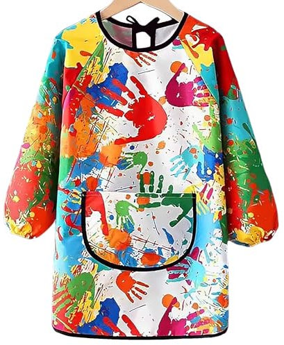 Simsky Malschürze Kinder Malerkittel kind,Malkittel für Kinder, Malschürze mit Ärmeln und großen Taschen, für Kunst, Malerei und Kochen, 6-11 jahre