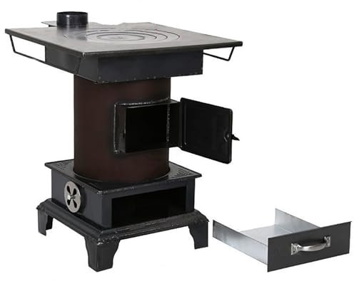 STWBHW Estufa de leña for Interiores, Estufa de leña for Acampar, Estufa de leña, Estufa de calefacción Rural de Hierro Fundido Espesado, Cocina sin Humo, Ahorro de energía(51CM)