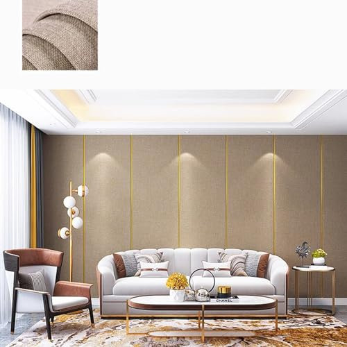 Pannelli di carta da parati in tessuto di lino per la decorazione della casa, isolamento termico e acustico, ideali per camera da letto, soggiorno, cucina e parete TV, marrone, 65 x 280 cm, facili da