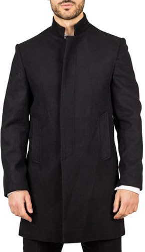 TruClothing Men's Overcoat Stand Collar Wool Blend Classic Trench Coat Winter Jacket