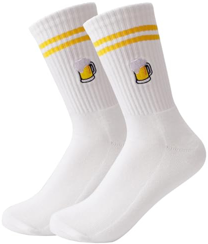 YANSYUN Bier Socken Bestickte Biersocken Atmungsaktive Sportsocken Tennissocken 36-42 Baumwollsocken Lustige Socken Geschenke für Bier Lese Camping Schlafen Angeln Lade Geschenke