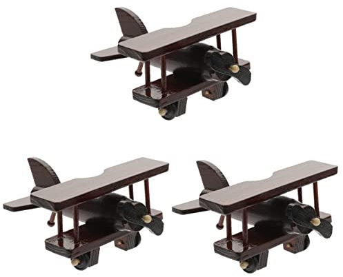 GETAJGHSD 3stücke Holzflugzeug Modell Für Junge Mädchen Vintage Holzhelikopter Spielzeug Dekoration Für Kinderzimmer Büro Und Wohnzimmer Leicht Und Handgefertigt
