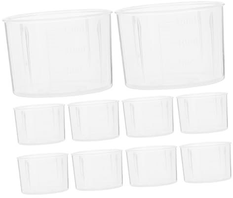 BUGUUYO 10piezas Pack De Vaso Medidor De Plástico Transparente Escala Precisa Adecuado Para Cocina