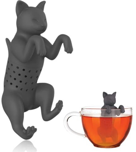 GXGM infuseur thé, passoires à thé, filtre à thé, infuseur à thé créatif animal, filtre à résidus de thé, passoire à thé à, Chat noir, 1 pièce