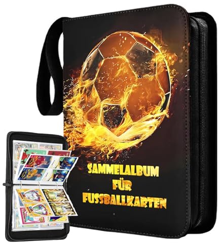 TAKONE Sammelalbum Fußball Karten 400 Karten PU Leder 50 Seiten | 400 Karten Sammelalbum PU Leder wasserdicht 50 Seiten Schutz Reißverschluss
