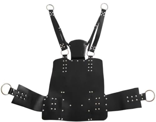 Black Leather BDSM Sex Swing Sling – Heavy Duty Adult Play Hammock with Secure Suspension