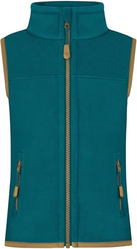 normani Kinder Fleeceweste Ärmellose Weste Strickweste Atmungsaktives Outdoor Oberteil mit Stehkragen und Seitentaschen Farbe Petrol Größe 170-176