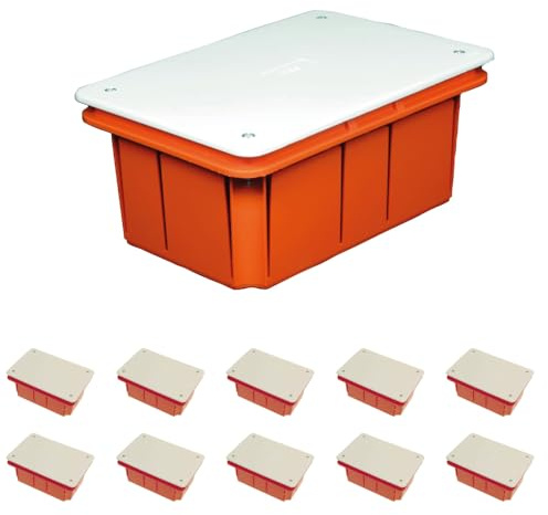 Cassetta di derivazione da incasso a muro in plastica con coperchio 15x10 cm 153x98x70 mm Kit 10 pezzi made in italy FG10211