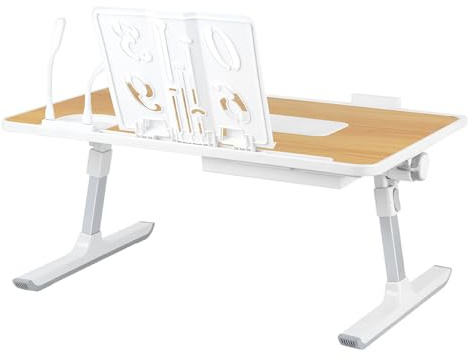 Table de lit Pliable pour Ordinateur Portable réglable en Hauteur 5 Positions pour canapé, Sol, Travail, étude, Lecture, Nourriture, 60 * 40 * 26-39cm-Noyer