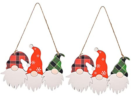 MAGICLULU 2stücke Weihnachtsmann Wanddekoration Aus Holz Rot Und Grün Für Weihnachten Weihnachtswanddekoration Innen Weihnachtswandkunst Zum Aufhängen