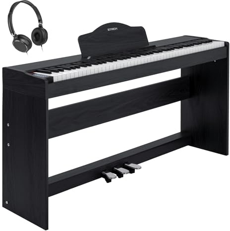 STRICH Digital Piano 88 Keys, Hammer-Action Weighted Keyboard, Full size Electric Piano Keyboard with Furniture Stand, 25Wx2 Speakers, Supports USB-MIDI/Wireless Connect, SDP-300W (Color Black)