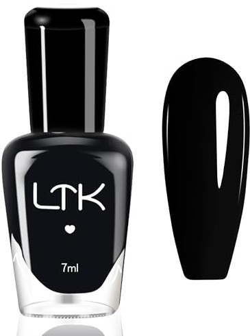 Schwarzer Nagellack - Schnell trocknend & Langanhaltend Schwarz Shimmer Nail Polish, ungiftiger Nagellack auf Wasserbasis, kein UV-Lampe für DIY Nail Art Nagelkunst Maniküre zu Haus (Black)
