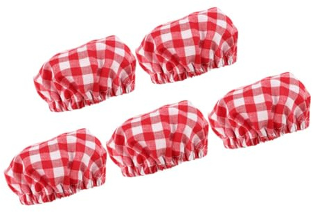 Abaodam 5pcs Red Plaid Cloth Sourdough Jar Covers Wide Mouth Elastic Reusable Bread Fermentation Bottle Lids Kitchen Storage Caps Dustproof