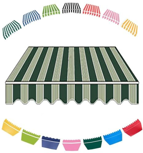 Ausziehbares Polyester-Vordach für Türen und Fenster, Gartenschirm, Terrassen-Unterstand, 7 x 4 m (Streifen B) – perfekt für Decks, Terrassen und Terrassen