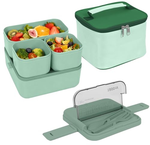 Geltais Lunch Box with Bag, Large Lunch Box 1800ML, Stackable Lunch Bento Box for Women, Adult Bento Box with Utensils Food Contain Box for Student School Office