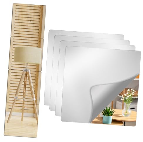 Alipis 4 Piezas Espejos Autoadhesivos de Acrílico Espejos Flexibles de Pared Redondeados para Decoración de Dormitorio y Gimnasio