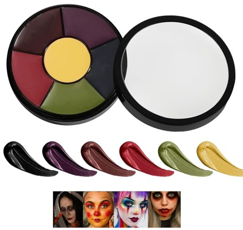 6 Color Bruise Wheel SFX Makeup Kit - Oil-Based Zombie Makeup Palette for Halloween & Special Effects Face and Body Paint Professional Theatrical FX for Cosplay Use