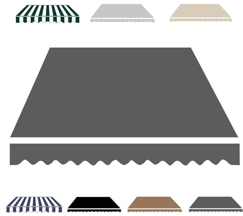 Telo per Tende da Sole Manuale 2.0m 3.0m 5m, Tessuto di Ricambio per Tende da Sole da Giardino Esterno, Tettoia di Ricambio Retrattile per Balcone, Nessuna Cornice(Grigio,300x200cm)