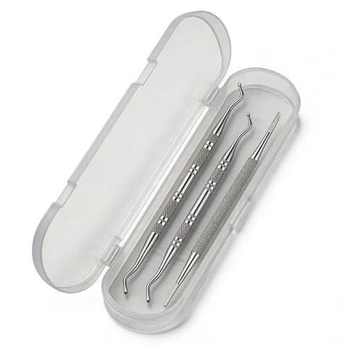 ZMZaoan Lote de 3 Levantaángulos y Lima para Uñas - Doble Cara en Acero Inoxidable para Uñas Encarnadas, Manicura y Pedicura Profesional - Herramienta de Cuidado de Pies