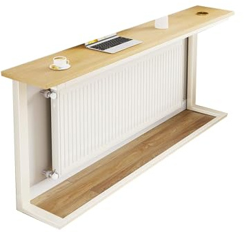 Étagère de Radiateur en Bois Massif, Tablette Radiateur Cache-radiateur, Étagère de Rangement Moderne pour Canapé-lit, Console Murale pour Salon ou Chambre(White,120cm/47in)