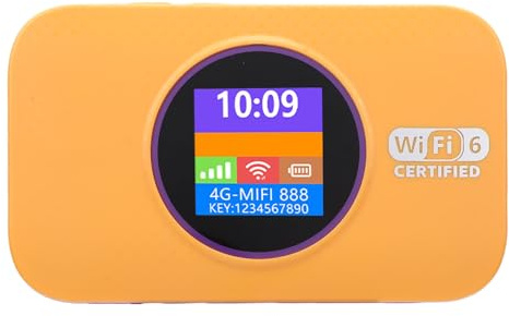 ZDAGELD Appareil de Point D'Accès Portable avec Emplacement SIM 4G LTE WiFi 6 300 Mbps pour Les en Camping, avec Routeur Point D'Accès Mobile 4G LTE, Bénéficiez d'un Accès Internet (Orange)