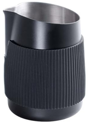 Pichet à lait expresso 420 ml en acier inoxydable avec gaine en silicone pour latte art, design sans poignée pour baristas et cafetières à domicile