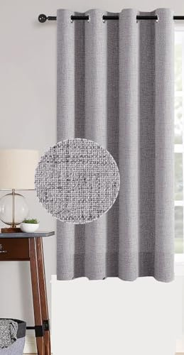 FLORA CASA 100% Rideau Occultant Thermique Isolant Anti Froid, Faux Lin Rideaux Fenêtre Opaques à Oeillets Blanc Anti Chaleur UV Bruit, Intérieurs Decoration Dressing Salon Chambre 140x180cm (Gris)