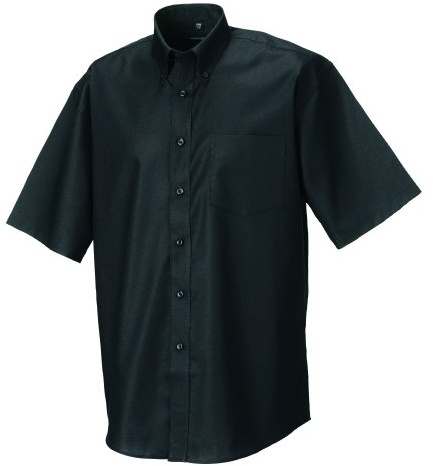 Russell Collection Z933 Herren-Oxford-Hemd, kurzärmelig, Oberhemd, 4XL, 49/50, Schwarz