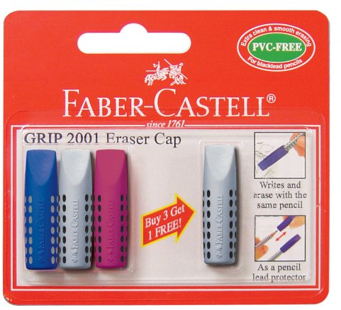 Faber-Castell 187007 - Tapa de lápiz borradora (pack de 4 unidades)