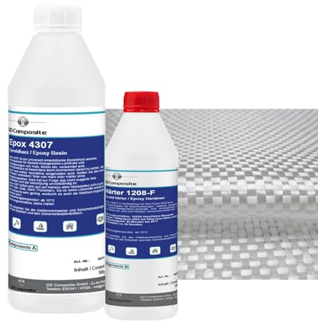 Epoxidharz 750g mit 1m² Rovinggewebe 300g/m² Leinwandbindung zur Verstärkung und Herstellung stabile Laminate, für Reparaturen, Fahrzeugbau, Formenbau