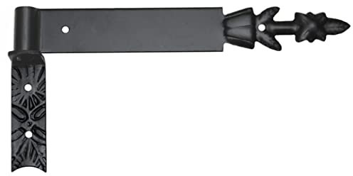 Ladenband Türband Torband 300 mm mit Kloben Schmiedeeisen Schwarz, Stahl Scharnier mit Dorn beidseitig montierbar, lackiert, stabiler Türbeschlag