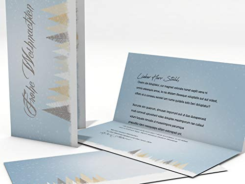 Weihnachtskarten Set | Winterlicher Märchenwald | 10 Motivpapier DIN LANG | 10 Briefumschläge | Kuvert im DIN LANG-Format | Karten Set