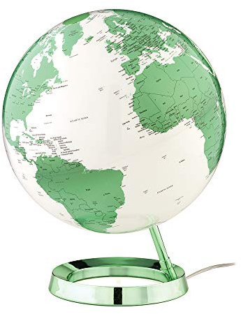 Tecnodidattica – Mappamondo Light&Colour Hot Green | Luminoso, girevole, con cartografia Politica aggiornata | Lampada di design | Diametro 30 cm
